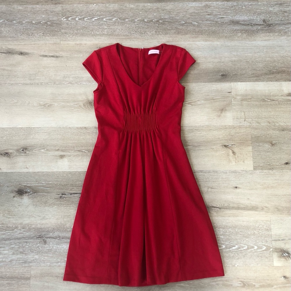 Calvin Klein Red Cap Sleeve Dress, Size 4
